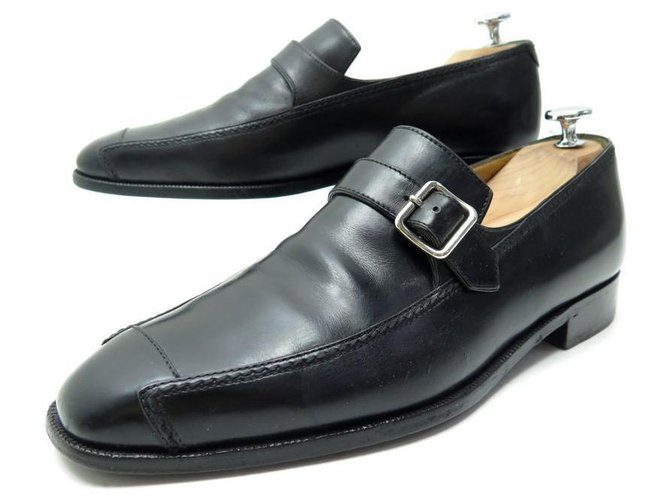 BERLUTI SHOES BUCKLE LOAFERS 7 41 BLACK LEATHER LOAFERS SHOES  ref.328852