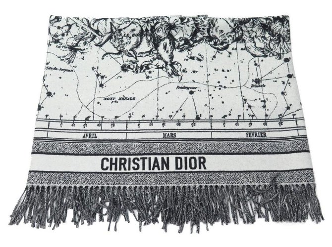 Christian Dior NUOVO PLAID DIOR ZODIAC CHRISTIAN 11ZOD351io151 IN LANA GRIGIA + SCATOLA LANA Grigio  ref.328876