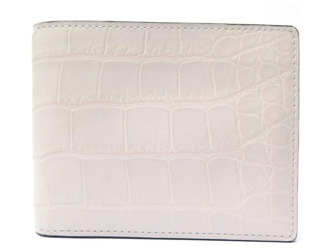 NEW DELVAUX WHITE CROCODILE LEATHER WALLET + ALLIGATOR WALLET BOX Exotic leather  ref.328880