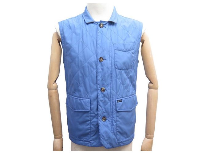 Façonnable NEW SLEEVELESS JACKET FACONNABLE QUILTED VEST S 46 BLUE VEST WAISTCOAT Polyester  ref.328891