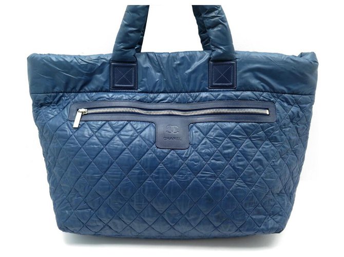 CHANEL COCOON XXL HAND TRAVEL BAG 65 CM BLUE QUILTED CANVAS HAND BAG Cloth  ref.328995