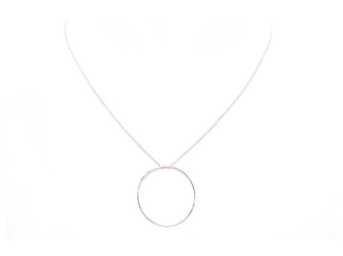 COLLAR GINETTE NY CIRCULO BLANCO EN CADENA CCE001G ORO BLANCO 46 COLLAR CM Plata