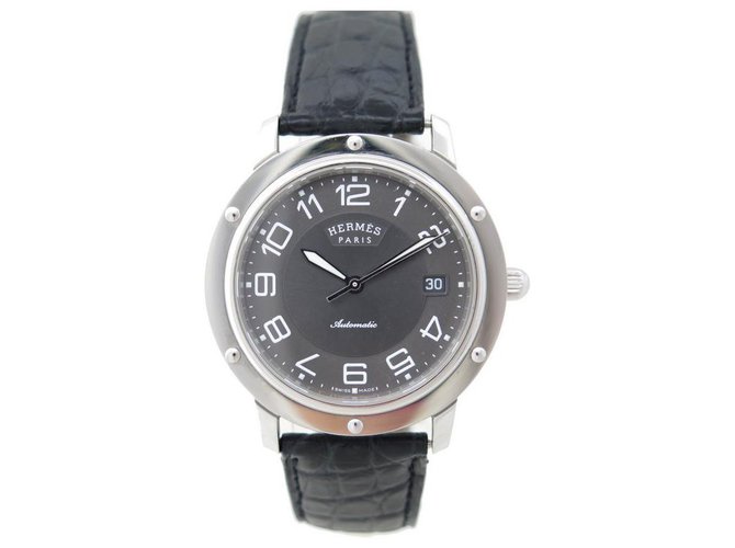 Hermès Clipper Uhr 39 MM CP2.810 STEEL PALLADIE AUTOMATISCHE STAHLUHR Silber  ref.329172