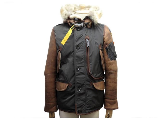 JACKET JACKET PARAJUMPERS RIGHT HAND MAN SPECIAL EDITION T50 M LEATHER COAT Brown  ref.329231