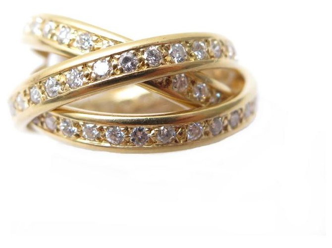 Love CARTIER TRINITY T RING 52 PAVING 96 diamants 1.5CT YELLOW GOLD DIAMOND RING Golden  ref.329286