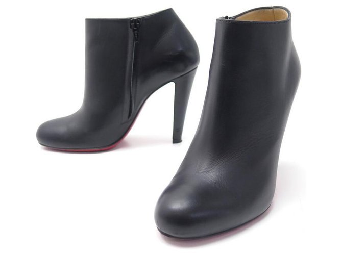 CHRISTIAN LOUBOUTIN SCHUHE BELLE STIEFELETTEN 37.5 schwarze Lederstiefel ref.329319 Joli Closet