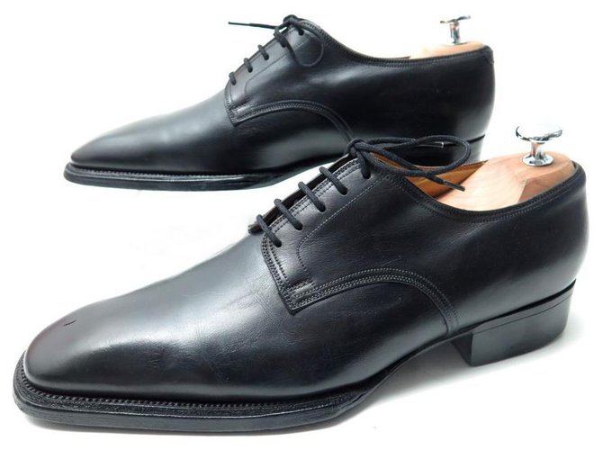 JM WESTON SHOES 636 BEAUBOURG 6.5E 40.5 LARGE DERBY IN BLACK LEATHER SHOES  ref.329328