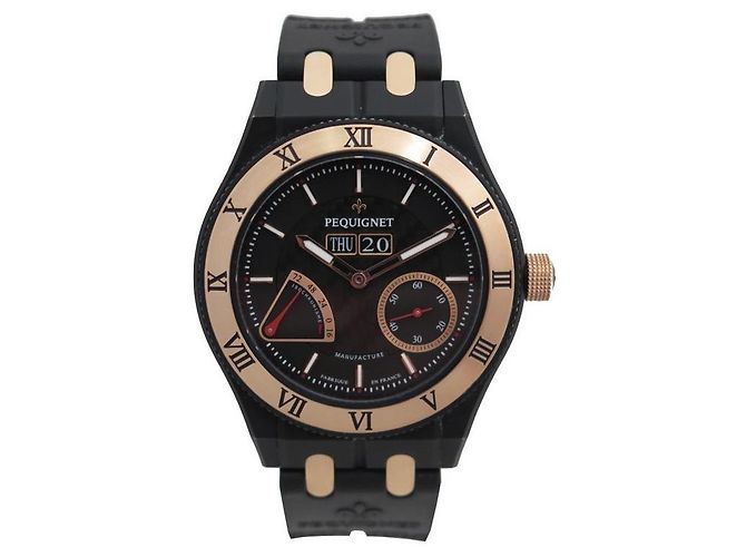 NEW PEQUIGNET WATCH 9020448/30 MOOREA ROYAL TRIOMPHE AUTOMATIC TITANIUM Black
