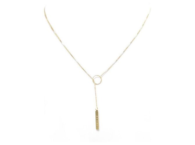 GUCCI GOLD CHAIN NECKLACE 18K 5.5GR SPELL OUT LOGO TAG NECKLACE GOLD NECKLACE Golden Yellow gold  ref.329348