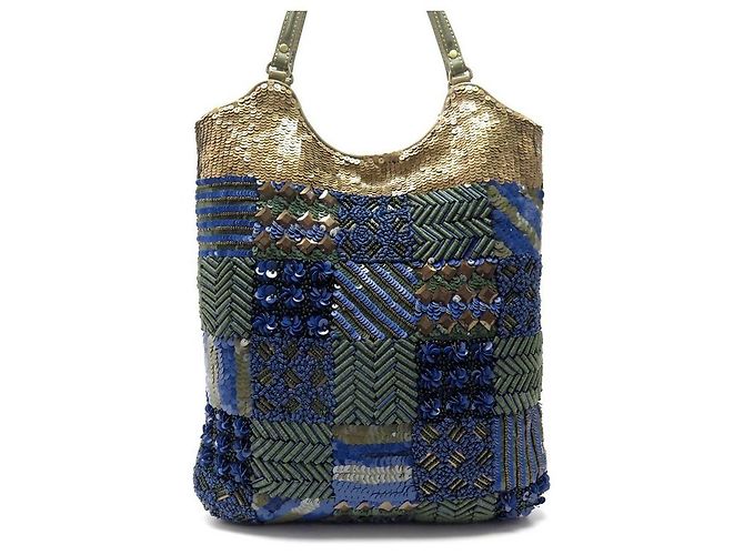 NOVA BOLSA JAMIN PUECH EM BORDADO AZUL SEQUIN NOVA BOLSA AZUL