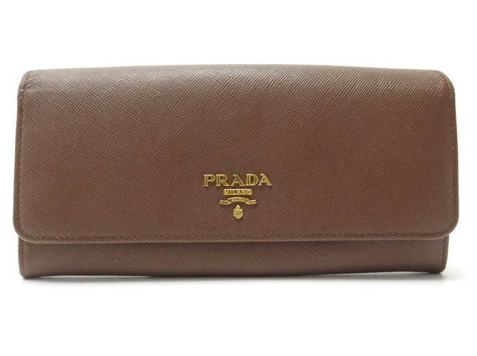PRADA BROWN SAFFIANO LEATHER WALLET BROWN LEATHER WALLET  ref.329409