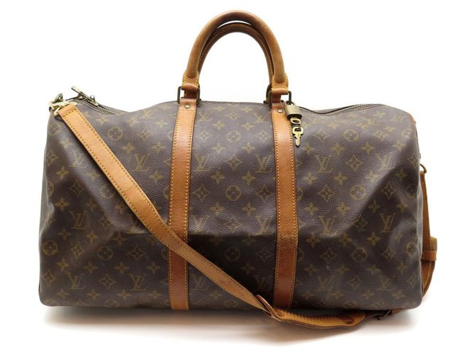 Louis Vuitton Brown Canvas Monogram Keepall 50 Travel Bag Louis Vuitton