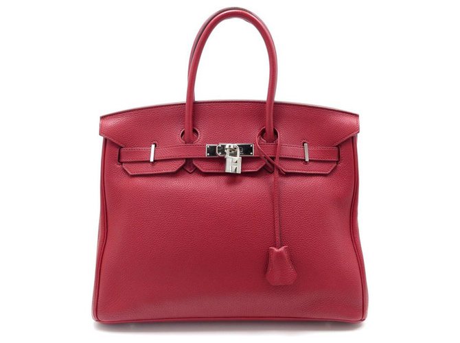 Hermès Hermes Birkin handbag 35 RED TOGO LEATHER GARANCE & PALLADIA HAND BAG BOX  ref.329440