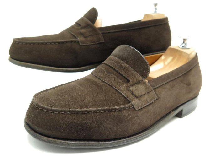 JM WESTON SHOES 180 6.5E 40.5 LARGE BROWN SUEDE LOAFERS LOAFERS  ref.329448
