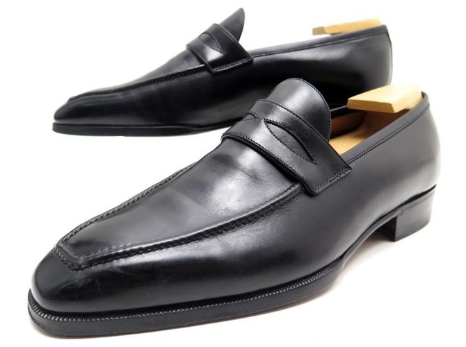 AUBERCY MOCASSIN LUPINE SHOES 6E 40 BLACK LEATHER LOAFERS SHOES  ref.329451