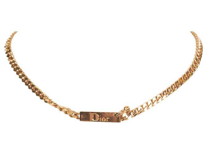 Colar com o logotipo de ouro Dior Dourado Metal  ref.329609