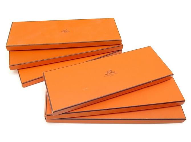 Hermès LOT 6 HERMES TIE BOXES RECTANGULAR ORANGE CARDBOARD TIE BOX DECORATION SET  ref.329725