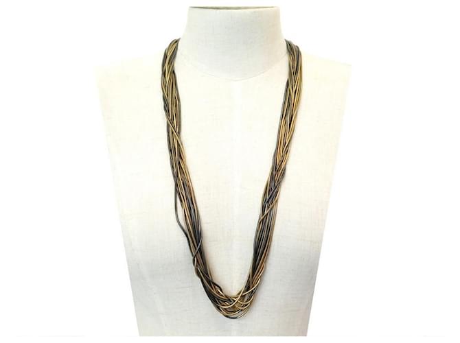 NINE CHANEL NECKLACE MULTI-ROW NECKLACE IN GOLD & BLACK METAL NECKLACE NEW Golden  ref.329802