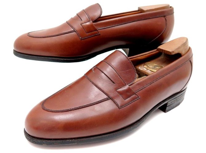 JM WESTON SHOES 176 Church´s Loafers 3.5D 36.5 37 FINE BROWN LEATHER STICKERS  ref.329833