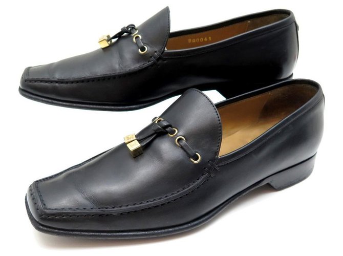 LOUIS VUITTON SHOES 37 LOAFERS SHOES BLACK LEATHER LOAFERS  ref.329941