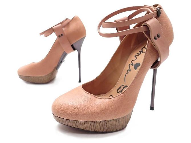 NEUE LANVIN-SCHUHE 38.5 PUMP SCHUHE LEDERPUMPS BEIGE