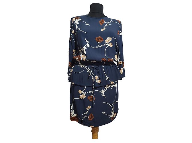 Ganni Daiton Crêpe Kleid Blumenmuster blau Mehrfarben