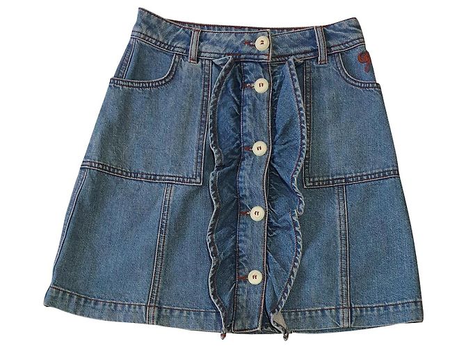 Falda vaquera Ganni Benedict azul algodón