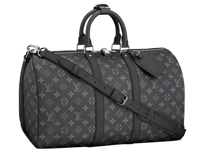 Louis Vuitton LV Keepall 45 eclipse Grey Leather  ref.330183