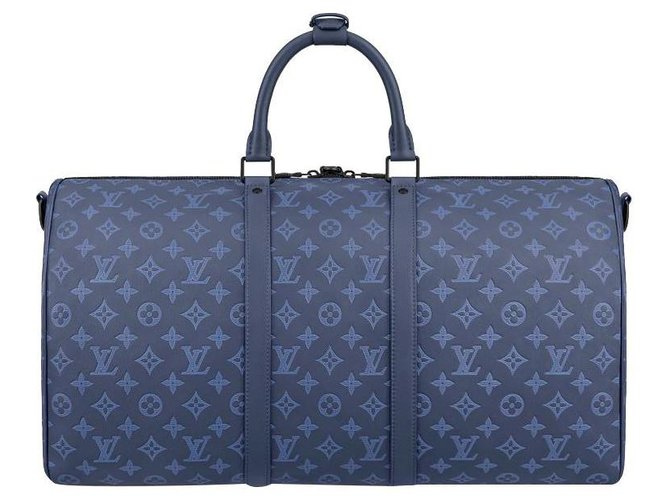 Louis Vuitton LV Keepall 50 Sombra azul Couro  ref.330188