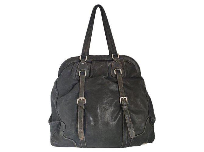 Prada Handbag Grey Leather  ref.330217
