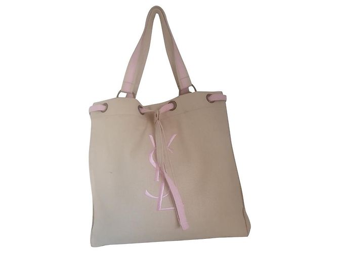 YVES SAINT LAURENT fabric handbag Cream 