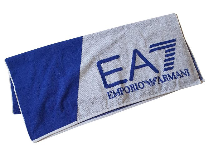 Emporio Armani Badebekleidung Weiß Blau Baumwolle  ref.330224