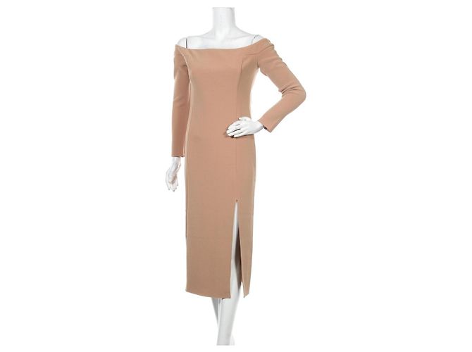 Autre Marque Bec & Bridge Schulterfreies Mid-Kleid Karamell Beige