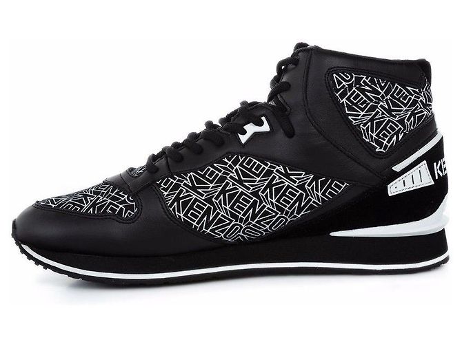 Sneakers Kenzo Runmid con logo nere in pelle e tessuto Nero