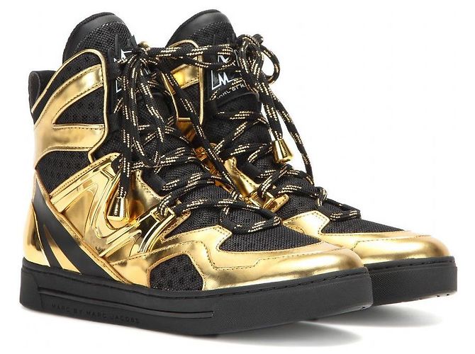 Sneakers alte metallizzate Ninja Marc by Marc Jacobs oro e nero D'oro
