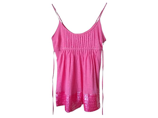 Essentiel Antwerp Rosa Leinen Top mit Pailletten