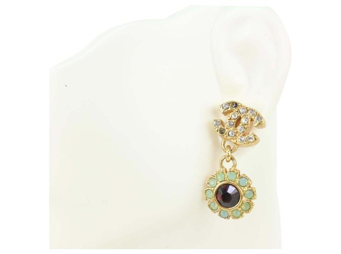 Chanel 05A Crystal CC Flower Drop Single Earrings  ref.330418