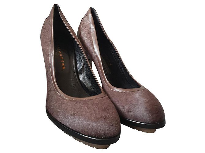 Ballantynes Pony Hair Leather Heels Beige