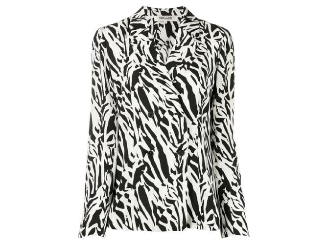 Diane Von Furstenberg Jackets Black White Silk  ref.330462