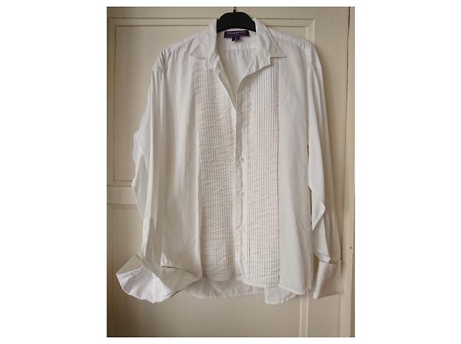 Ralph Lauren Collection Weißes Baumwollhemd mit Plissee