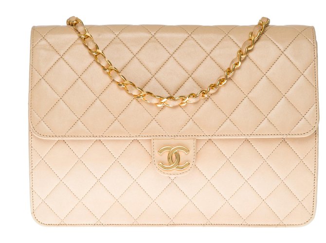 tan chanel flap bolsa