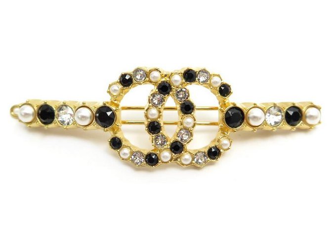 Other jewelry NEW CHANEL BARRETTE CC LOGO PEARLS & STRASS IN GOLD METAL NEW HAIR CLIP Golden  ref.330546