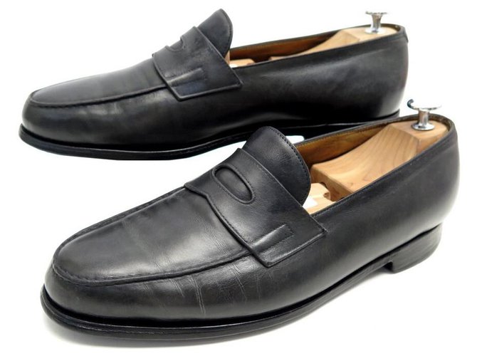 JOHN LOBB LOPEZ SHOES 7.5 41.5 LOAFERS ANTHRACITE LEATHER LOAFERS Dark grey  ref.330560