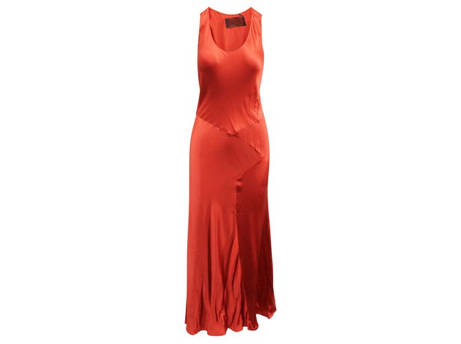 Reformation Silky Orange Maxi Dress ref 