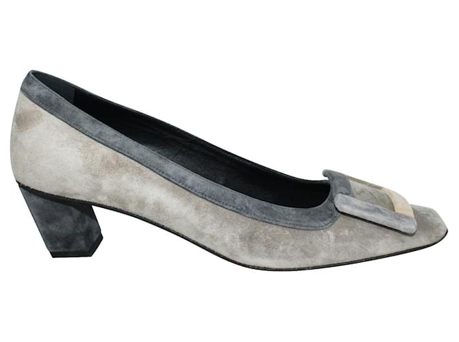 Roger Vivier Belle Vivier 45mm Grey Suede Heels Leather  ref.330712