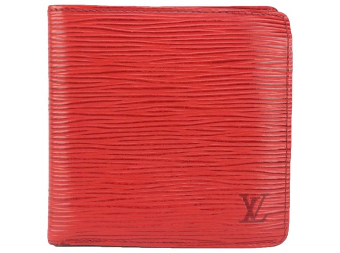 Louis Vuitton Portefeuille pour hommes à plusieurs volets en cuir épi rouge  ref.330744