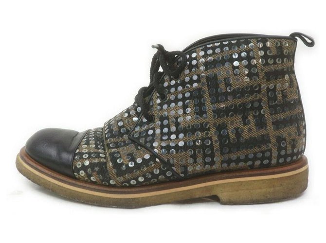 Fendi men's 8 Mongram FF Zucca Sequin Boot Leather  ref.330760