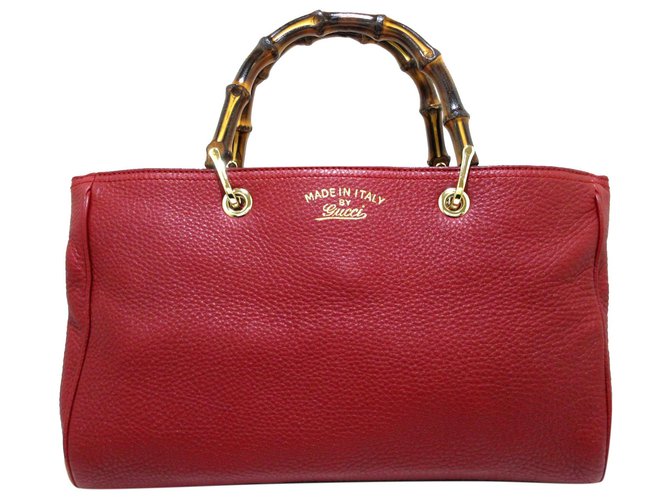 Gucci Red Bamboo Shopper Leather Satchel Pony-style calfskin  ref.330856
