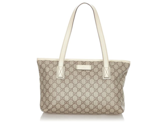 Gucci Vintage Beige GG Supreme Coated Canvas Tote Bag