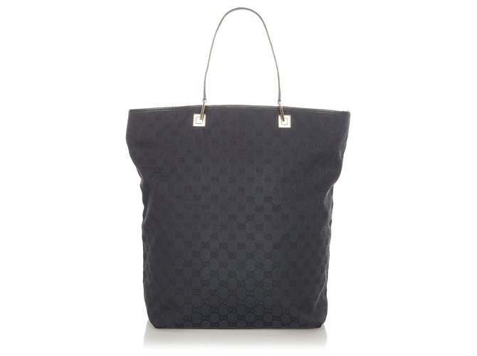 Gucci Black/Grey GG Canvas and Leather Bucket Tote Gucci